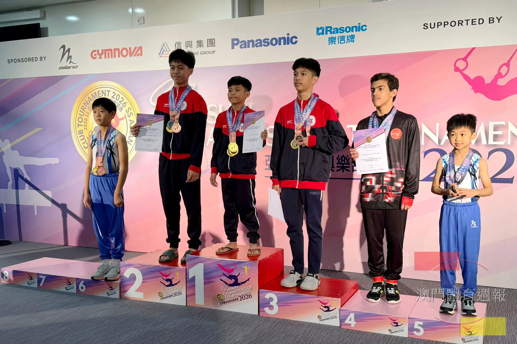 男子第三級賽事代表GCM參賽的Gonçalo Fernandes（右2）獲得自由體操及跳馬第四名.jpeg